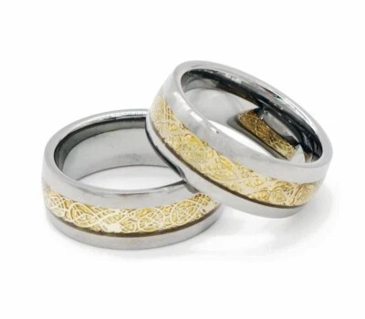 Alianza de boda de oro de tungsteno de 8 mm para hombre ajuste cómodo talla 5-14 Foto 1 de 2