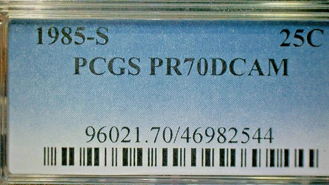 4TH OF JULY SALE-UNITED STATES 1985-S PCGS PR70DCAM WASH. CLAD .25c KM#164a Cover