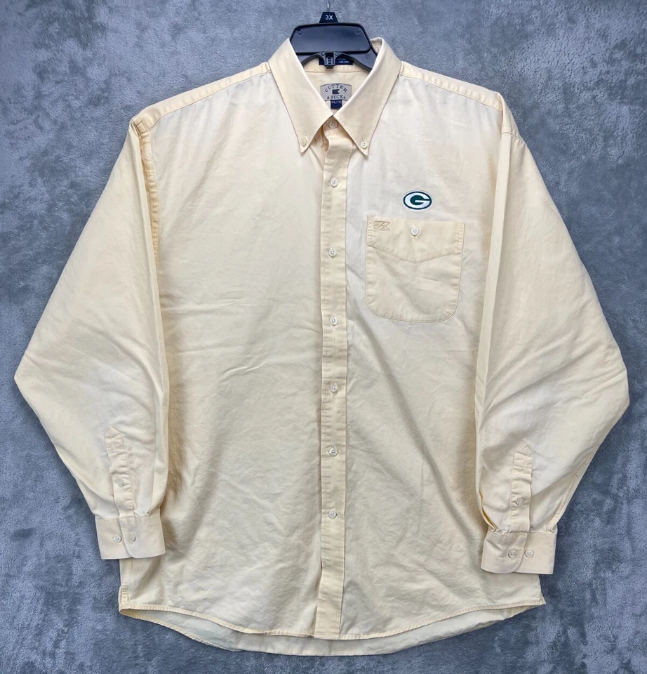 Cutter & Buck Men's Shirt 2XL Yellow Green Bay Packers NFL Long Sleeve Button Up - Image 1 of 4