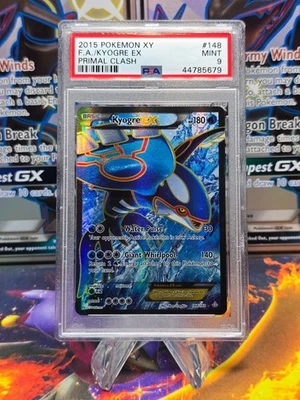 PSA 9 Mint Kyogre EX #148 Primal Clash Full Art HOLO Pokemon Card - Image 1 of 2