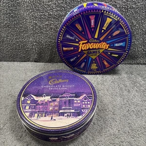 2 Christmas Collectable Biscuit Tin - Cadburys / Favourites + Game Edition - Picture 1 of 14