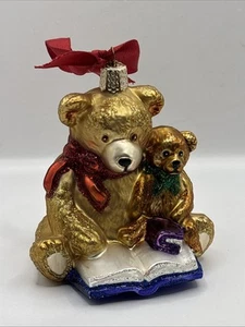 Teddybären Old World Christmas Storybook Buddies mundgeblasenes Glas Ornament 2004 Vintage - Bild 1 von 2