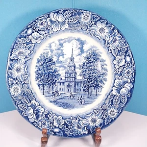 Vintage Liberty Blue Independence Hall 9,75" Essteller Staffordshire Ironstone - Bild 1 von 8