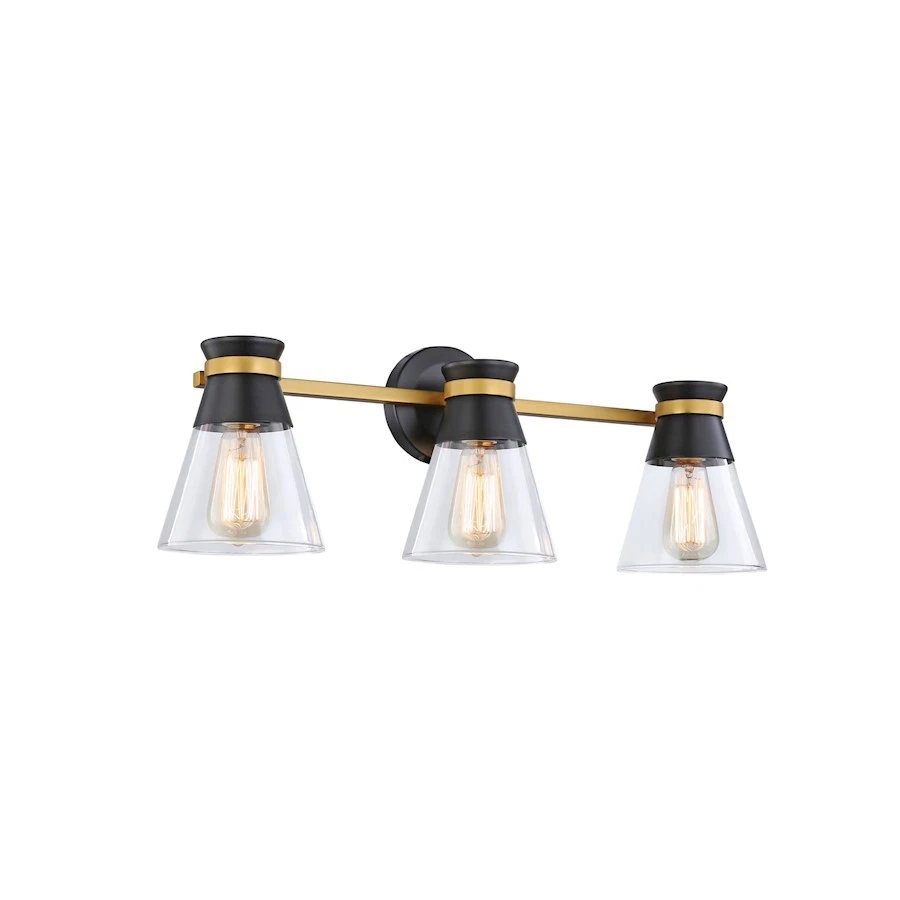 Artcraft Kanata 3-Light Vanity Light, Black/Brushed Brass - AC11803BB - Image 1 of 1
