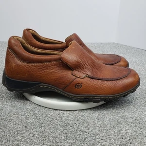 Mocasines sin cordones Born marrón guijarro cuero resistentes zapatos informales para hombre talla 11 EU 45 - Imagen 1 de 20