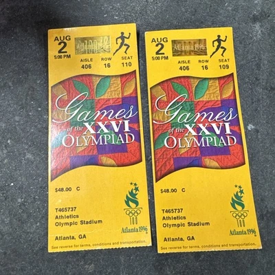 1996 Atlanta Summer Olympics Ticket Stub 7/28/96 Track & Field x 2 - Image 1 of 2