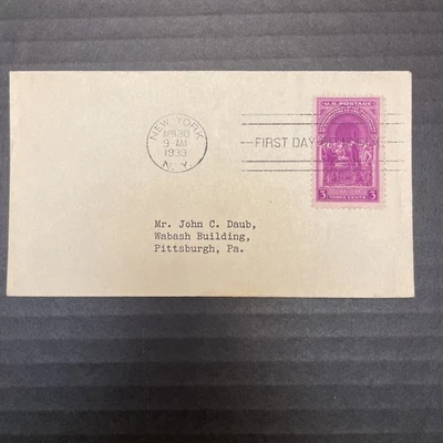 1939 FDC New York NY Pittsburgh Pennsylvania PA 854 Washington Sesquicentennial - Image 1 of 2