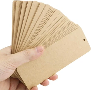 120 Pcs Kraft Paper Blank Cardstock Bookmarks, Paper Bookmarks with 100 Piece... - Picture 1 of 5