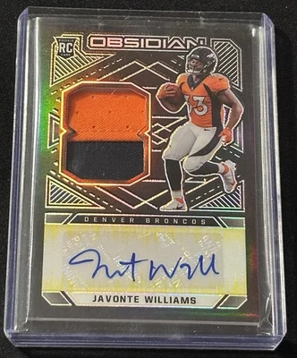 2021 Panini Obsidian Javonte Williams Electric Etch Yellow Auto RPA #d 25/25 - Image 1 of 3