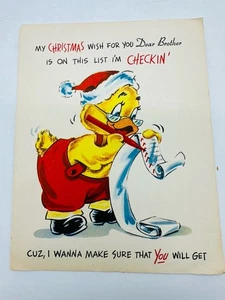 Vintage Greeting Card Christmas Novo Laugh 1940s 1950s Humor Unused NOS - Picture 1 of 3