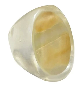 Vintage Resin Lucite Plastic MOP Abalone Ring MODERN Oval - Picture 1 of 11