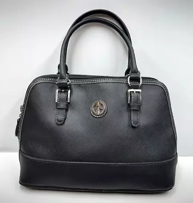 Giani Bernini Black Saffiano Dome Satchel Top Zipper Triple Compartment Tote Bag - Image 1 of 4