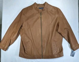 ROUNDTREE & YORKE Men's Big & Tall Jacket size 3XT Brown Faux Leather NWT - Picture 1 of 10