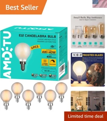 Flicker-Free E12 Dimmable LED Bulbs, Warm White 2700K, Perfect for Chandeliers - Image 1 of 4
