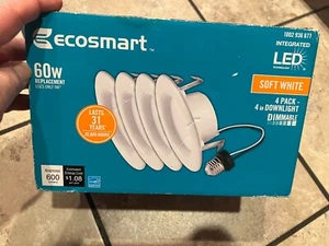 EcoSmart 4 in. White Integrated LED Recessed Trim, Daylight (4-Pack) - Picture 1 of 4