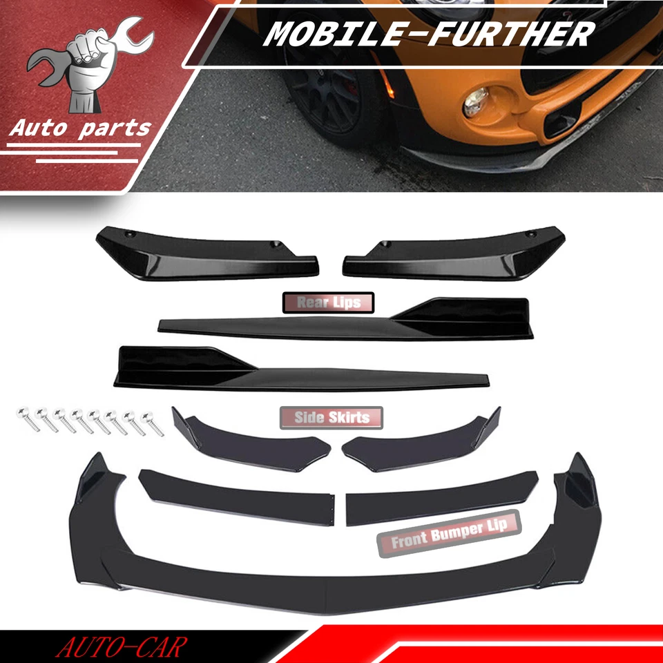 Kit de cuerpo de alerón inferior divisor de labios parachoques delantero negro brillante para Mini Cooper Foto 1 de 4