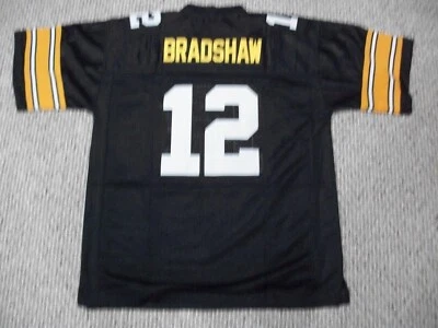 TERRY BRADSHAW Unsigned Custom Pittsburgh Black Sewn Football Jersey Sizes S-3XL - Image 1 of 2