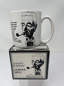 Taza de café vintage 1992 en gran parte literaria William Faulkner nueva en caja - Imagen 1 de 9
