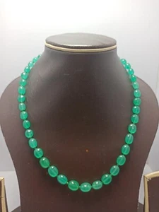 925 sterling silver 12-40" necklaces emerald dyed gemstone 7x9-8x10mm oval beads - Picture 1 of 18