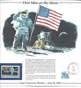 CARTOLINA COMMEMORATIVA 1° UOMO SULLA LUNA 1988 - Foto 1 di 2