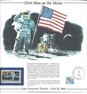 1988 1st MAN ON MOON COMMEMORATIVE CARD - Image 1 of 2