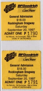 1997 NHRA Rockingham Dragway BFGoodrich Drag Racing Ticket Stubs #36 - Bild 1 von 2