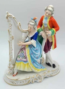 Antique Hand Painted German Porcelain Figurine Musicians High quality. Unmarked - Picture 1 of 16