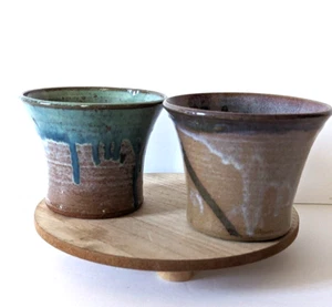 Brown's Pottery Tropfglasiert Grün Blau Grau Weiß Keramik Montana 2er Set - Bild 1 von 11