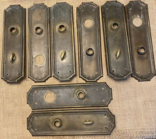 Pair- Set  of Antique Stamped Brass  Door Plates Escutcheons Yale Entry