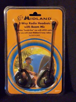 Midland AVP1 Over the Ear 2-Way Radio Headsets Boom Microphone PTT Button - Image 1 of 2