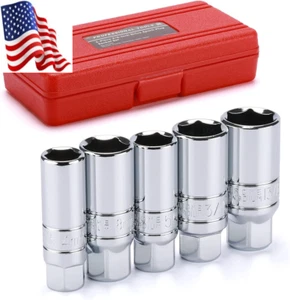5PCS 3/8" Drive Spark Plug Socket Set, CR-V, SAE and Metric, 3/8" Drive 6-Point - Picture 1 of 12