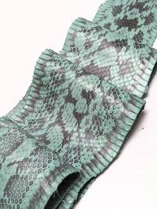 Unbleache Elaphe Snake Skin Waxed Snakeskin Back-cut Leather Teal 5" x 60" - Picture 1 of 4