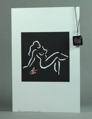 JACQUELINE DITT - Hot Girl - Black & White  Artcard und Handyanhänger Charm Akt - Bild 1 von 4