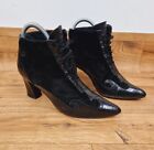 Donald J Piner steampunk boots size 37 UK 4 patent suede black edwardian pointed