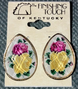 New “Finishing Touch of Kentucky” Teardrop Crystal & Floral Earrings - Picture 1 of 3