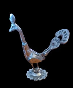 Vintage Egyptian Silver (Over Brass?) Peacock Kohl Eyeliner Flask Bird Figure - Picture 1 of 5