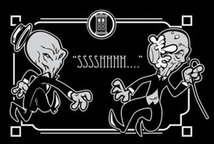 Doctor Who The Silence as Pie Slapstick Comedy Duo Parody Satire Lady Shirt NEW - Picture 1 of 2