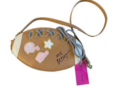 Betsey Johnson Brown "XOFAN" FOOTBALL Kitsch Crossbody Bag/Purse NWT - Image 1 of 4