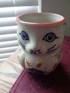 Yokohama Studio Hand Painted CAT Mug 3D Embossed Ceramic Pottery Miyabi EUC - Picture 1 of 6