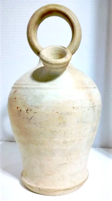 Antiguo Enorme Anillo Manejado Arcilla Buff Doble Caño Recipiente Agua o Vino Lote 12" Foto 1 de 4