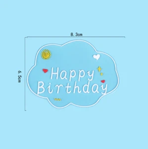 Blue Soft Silicone Happy Birthday Cake Topper Baking Decoration - Picture 1 of 4