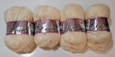 Lote de 4 Patones Hilo Lacette Mohair Sport Wt, "Cream Cariess" ~ERA $14.99~ #1413 Foto 1 de 4