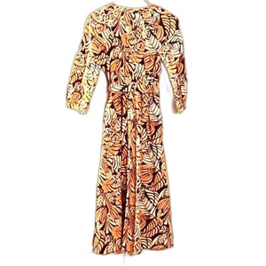 Talbots Yellow and Blue Palm Print Full Skirt 100% Cotton Dress - Picture 1 of 7
