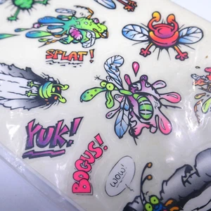 Vintage neon kids bike stickers 90s decal splat bugs cool NOS Rad insects - Picture 1 of 6