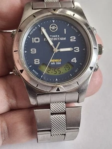 Timex Expedition Indiglo Datumsanzeige Uhr 39mm SS Band neue Batterie - Bild 1 von 11