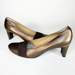 Vaneli Bronze Brown Leather Kitten Block Pumps Heels Shoes NWOT 9 - Picture 1 of 15