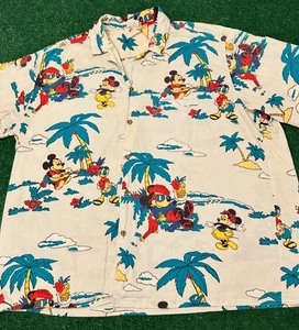 Vintage 80er 90er Disney Mickey Mouse All Over Print Hawaiihemd Herren XXL - Bild 1 von 4