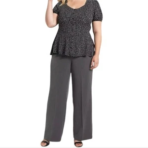 Lane Bryant The Allie Grey Tailored Stretch Wide Leg Pants Plus Size 26 New - Picture 1 of 12