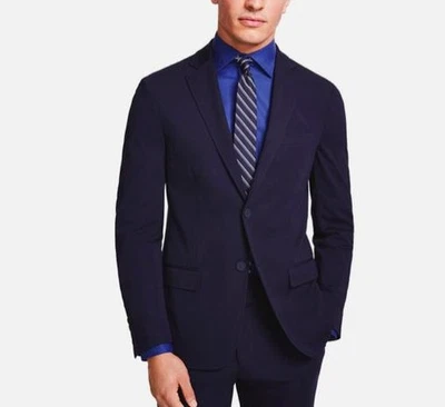 Chaqueta Traje Calvin Klein Modesto Tejida Ajustada Azul Marino Elástica 40 R $360 MODE17RY0010 Foto 1 de 4