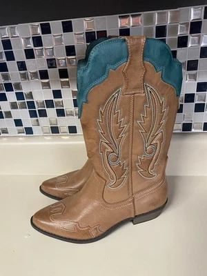 Botas occidentales de cuero Bandera color tostado/turquesa COCONUTS x Matisse para mujer talla 8,5 Foto 1 de 4